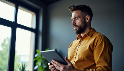 Businessman Focused on Digital Content