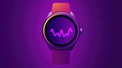 Modern Smart Watch with Vibrant Graph Display on Purple Background