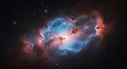 Obraz premium Cosmic Dance: Nebula's Fiery Embrace AI Generated