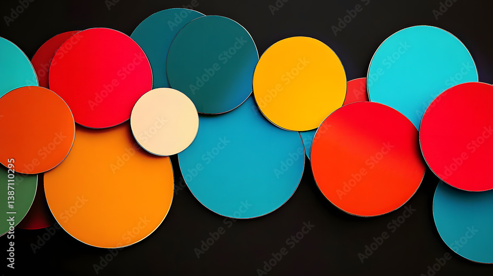 Poster retro abstract background with colorful overlapping circles design