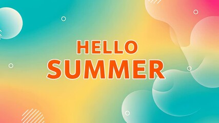 Vibrant animated summer greeting with colorful abstract background