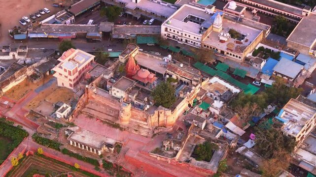 aerial drone footage of the historic jagatpita brahma temple
