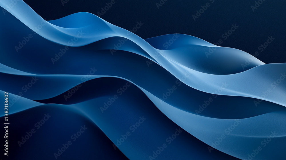 Poster abstract blue waves flowing smoothly with varying shades and depths creating a serene atmosphere