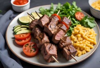 beef kebabs on a plate