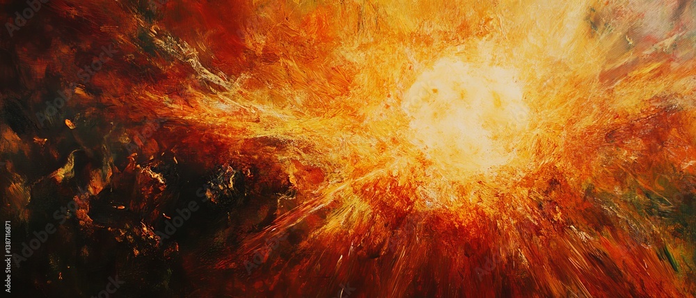 Poster abstract fiery explosion with bright light and dark edges creating