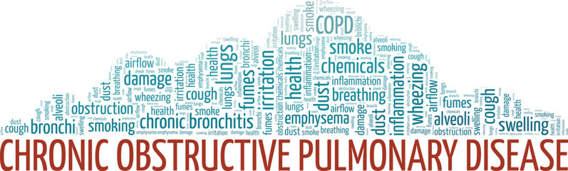 COPD Chronic Obstructive Pulmonary Disease word cloud conceptual design isolated on white background.