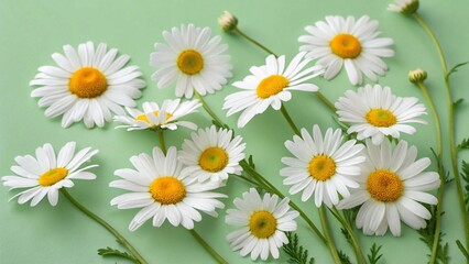 Fototapeta premium Camomile icon set. White daisy chamomile. Cute round flower plant collection. Growing concept. Love card symbol.