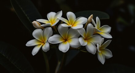 Fototapeta premium Plumeria Bloom: Night's Embrace AI Generated