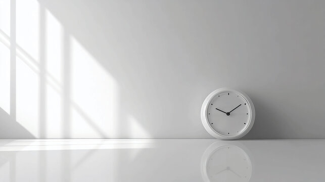 White wall clock time management concept minimalist design interior decor home office deadline appointment reminder