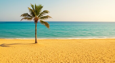 Obraz premium Golden Sands, Azure Dreams AI Generated