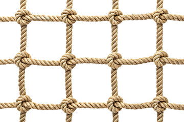 High-resolution rope net design, clean borders and realistic knots ideal for visual clarity and structure, isolated on a transparent background