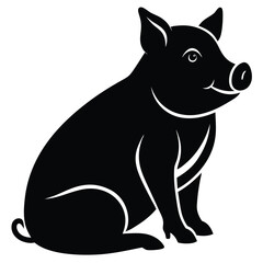 Pig vector silhouette Single collection 