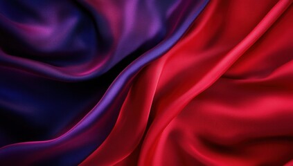 Obraz premium Luxurious drapes of vibrant silk in deep burgundy and indigo