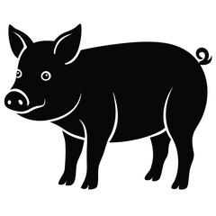 Fototapeta premium Pig vector silhouette Single collection 