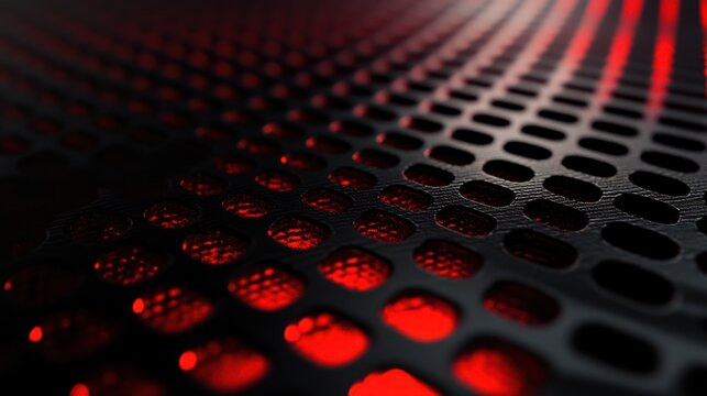 Abstract metal mesh with red highlights