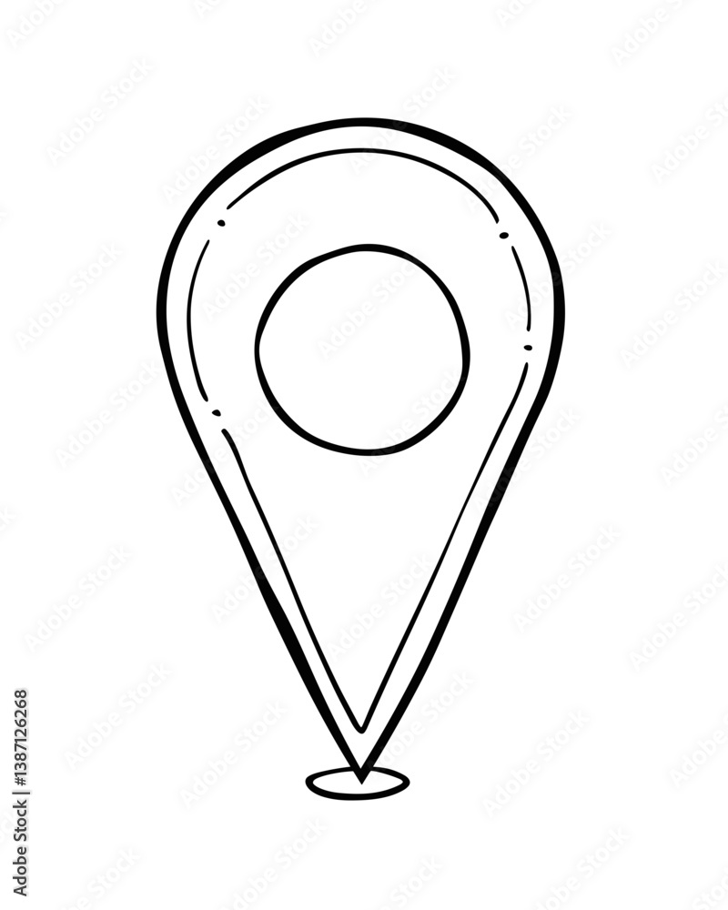 Poster hand drawn style map pointer, a navigational tool, vector art.