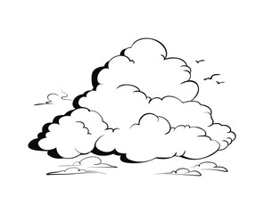 Vector image of fluffy cloud with birds. Clean vector icon illustration.