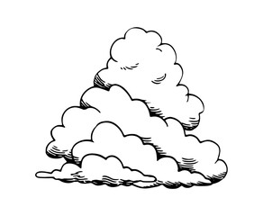 Hand drawn vector cloud illustration icon element. Artistic weather symbol.