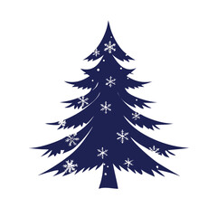 christmas tree set, Pine Tree Silhouette Evergreen Forest Nature Christmas Plant Vector Illustration, christmas pine tree decorative icon, Christmas tree on white, hand drawn style, vector