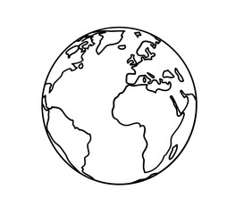 Earth globe icon. World map continents in vector illustration format.