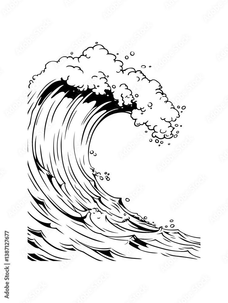 Poster wave vector design element. ocean current icon for prints and graphic design material.