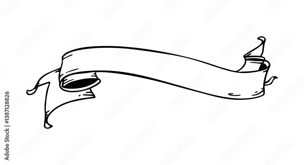 Poster hand-drawn vector art of a blank ribbon banner. great for adding your own text.