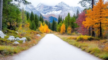Autumnal mountain road