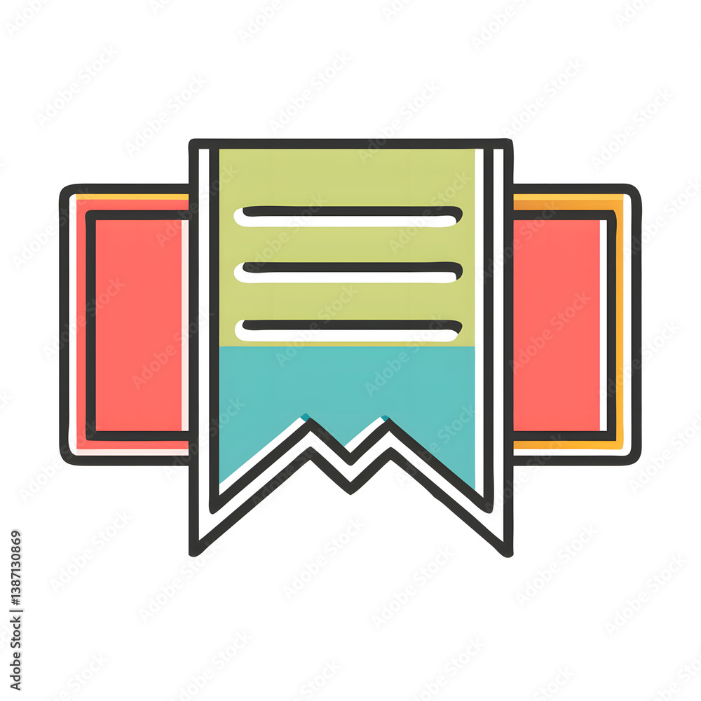 Poster colorful badge or ribbon with a message in a flat design style