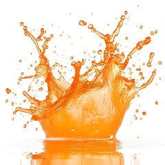 "A dynamic and powerful explosion of orange water splashing into the air with brilliant white light, creating a striking visual effect of energy and motion in an abstract scene."

