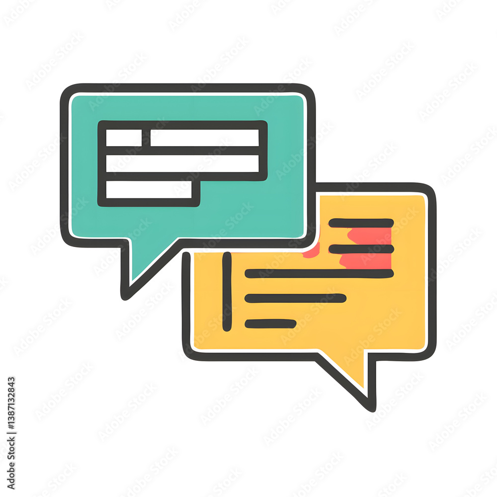 Poster colorful speech bubbles with text in a flat design style