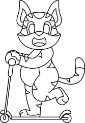 Tiger Scooter Animal Vector Graphic Art Illustration