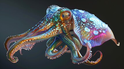 Fototapeta premium 3D model of a multi-colored cuttlefish