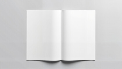 Open Paper Mockup – A double-page layout of a customizable paper sheet, lying flat on a smooth surface, with realistic folds and shadows  