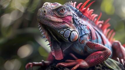 Fototapeta premium 3D model of a multi-colored iguana