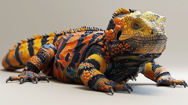3D model of a multi-colored uromastyx