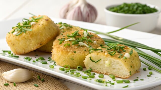 Delicious brambor ky infused with garlic and chives served on a rustic plate