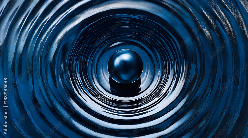 Poster a spherical object creating ripples in a liquid surface