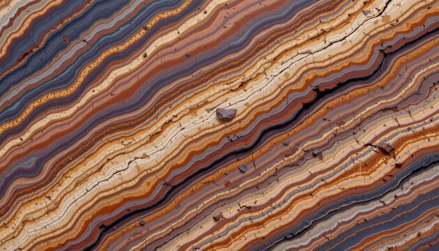 Metamorphic Rock Create a texture depicting metamorphic rock with visible banding and rich mineral colors.
