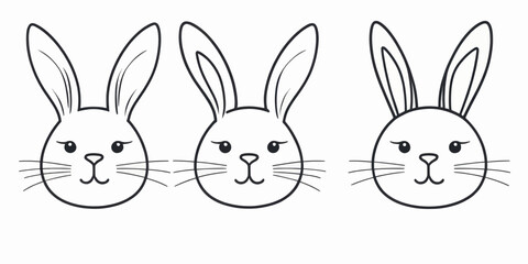 Obraz premium Adorable Bunny Rabbit Faces Line Art Illustration Perfect for Easter Designs and Kids Projects