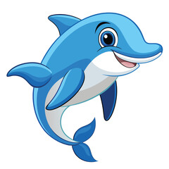 Obraz premium Cartoon smiling dolphin animation illustration vactor