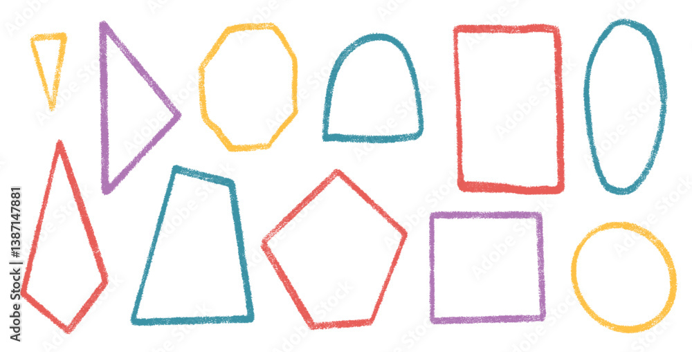 Poster brush stroke kids geometric shapes set. text boxes paint textured thin line frames pack. rounded and