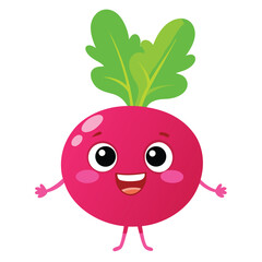 Cartoon radish animation illustration with white background
