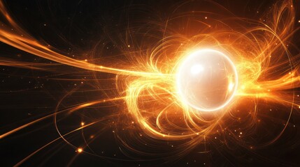 Abstract fiery sphere in space