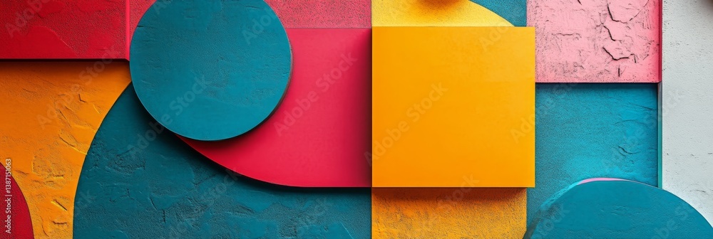 Poster abstract geometric shapes in vibrant colors create a playful and