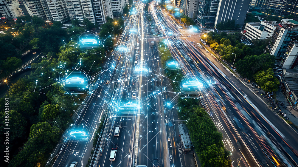 Aufkleber an ai powered system improving urban mobility by analyzing transportation patterns, ai-assisted rout