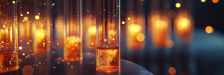 Test tubes for science labs and lab apparatus for new medical research. Generative Ai