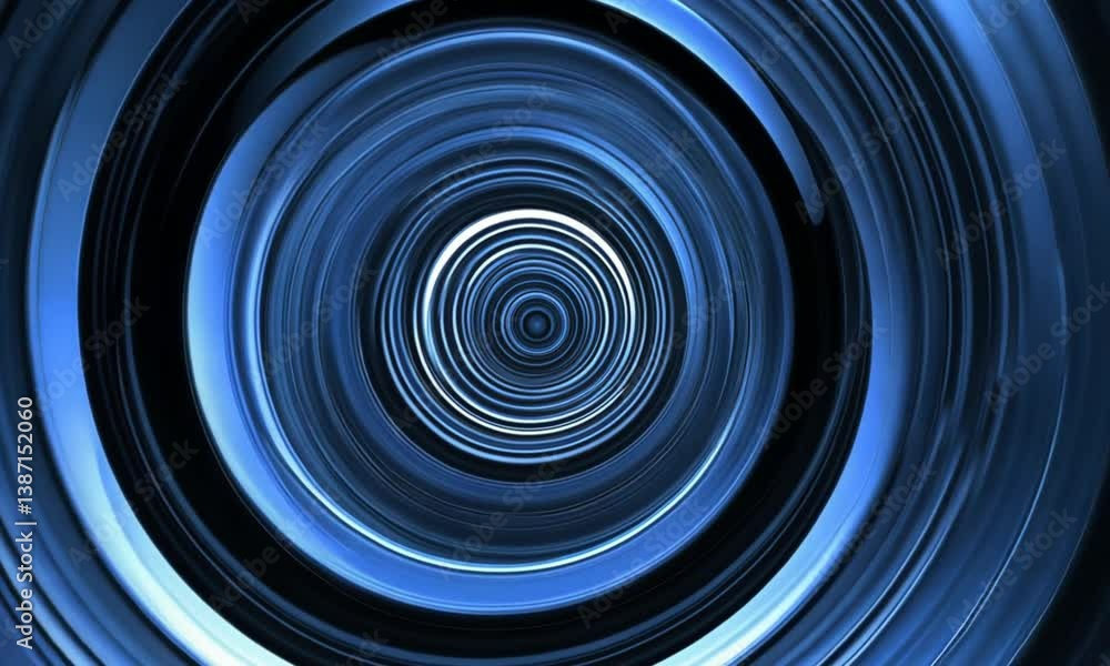 Poster intricate design of blue light rays in concentric rings radiating in smooth loops made with generati