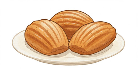 Delicious Golden Brown Madeleines on a Plate Sweet French Pastry Bakery Treats