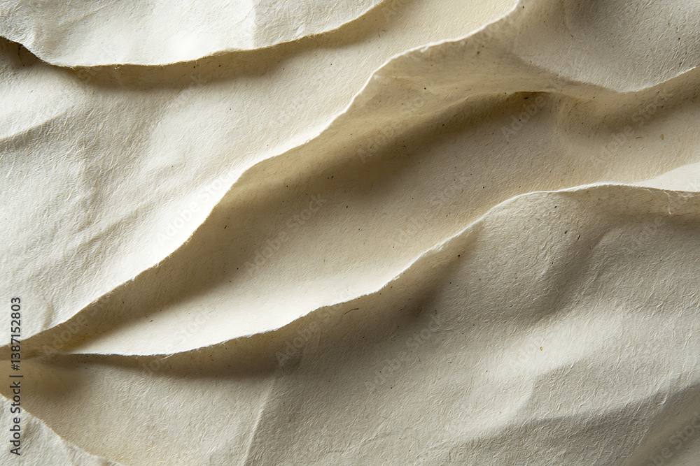 Poster abstract wrinkled paper texture beige crumpled surface with shadows, elegant background for design p