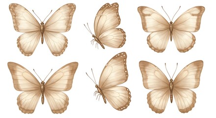 Fototapeta premium Creamy Beige Butterfly Collection Delicate Wings Soft Hues AI Generated